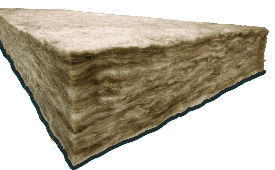 Knauf Performance+ EcoBatt fiberglass, showing the brown ECOSE bio-based binder