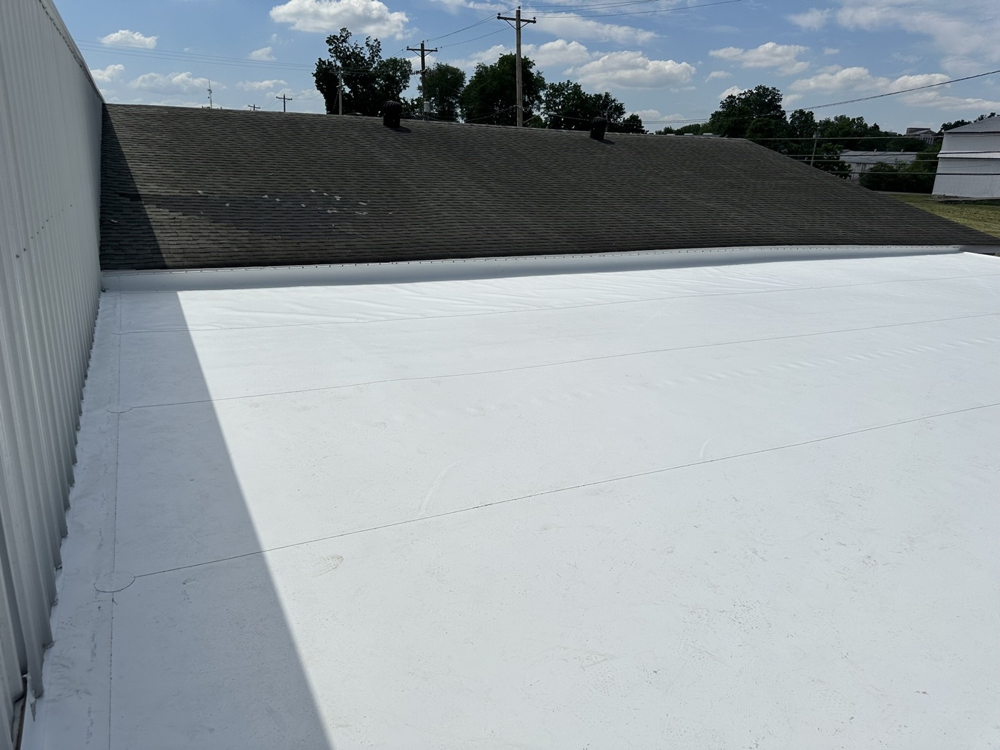 Completed white TPO 60 mil membrane roof